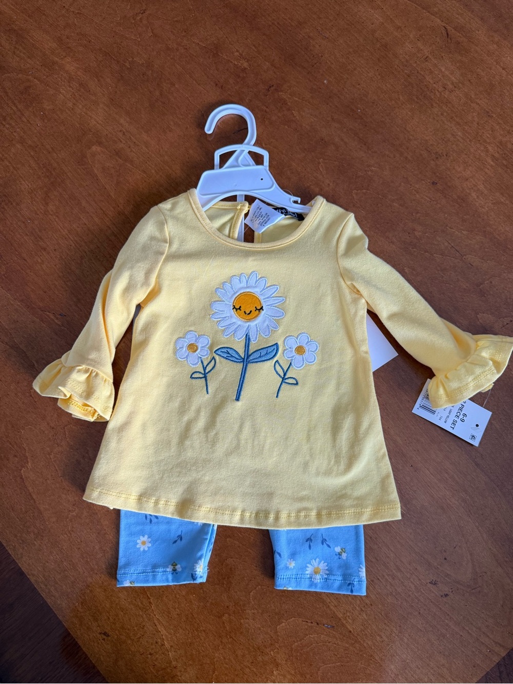 Sunny Daisy Long-Sleeve and Pants Set for Girls - Yellow
